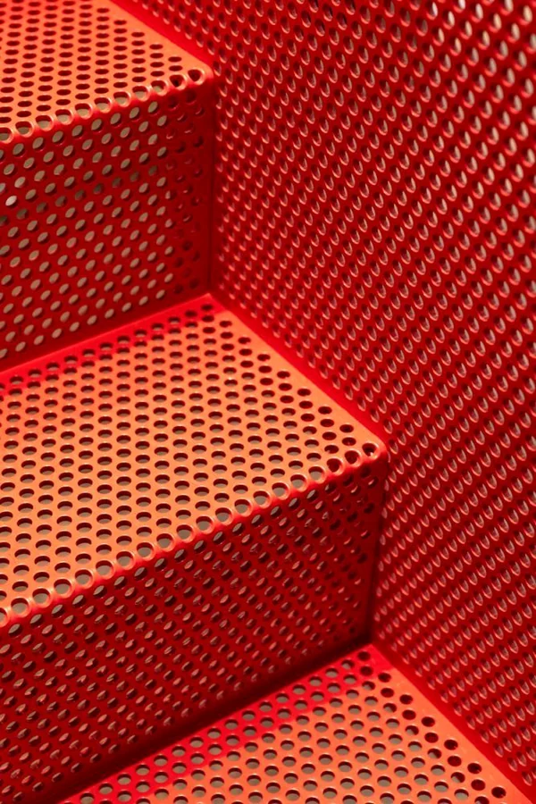 Red perforated metal stair